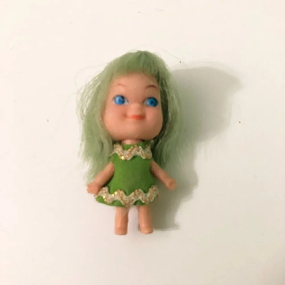 Vtg 1970s Liddle Kiddle Clone Doll Green Hair 2 Inch Tall  Hong Kong - Picture 10 of 15
